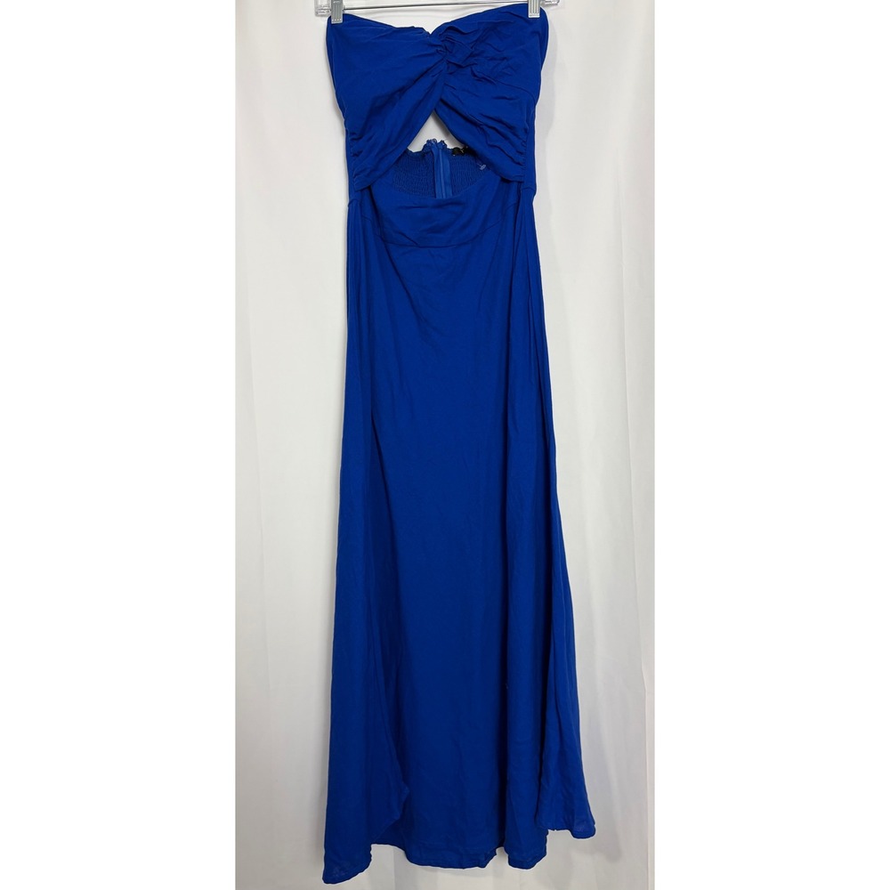 Trixxi Royal Blue Strapless Cutout Maxi Dress Smocked Back Wedding Guest L